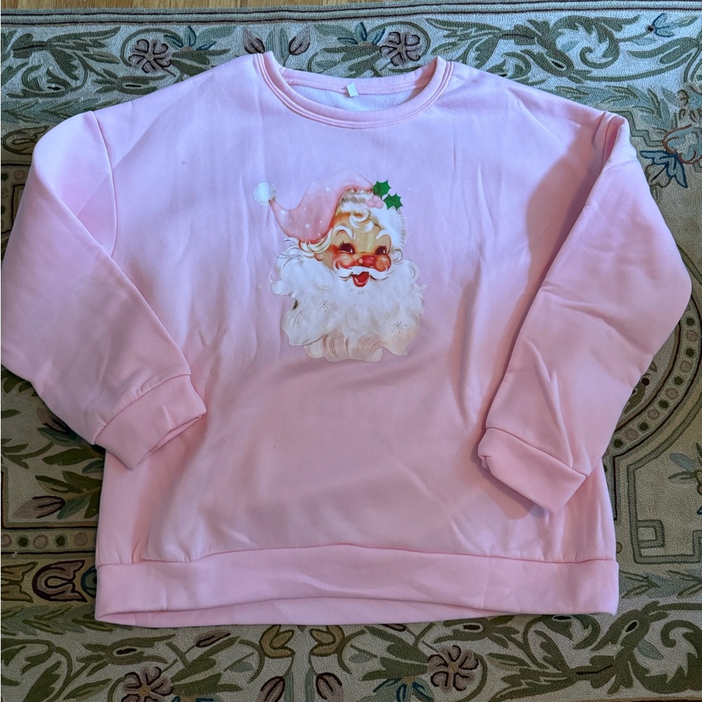 Pink Santa Sweatshirt, 3X